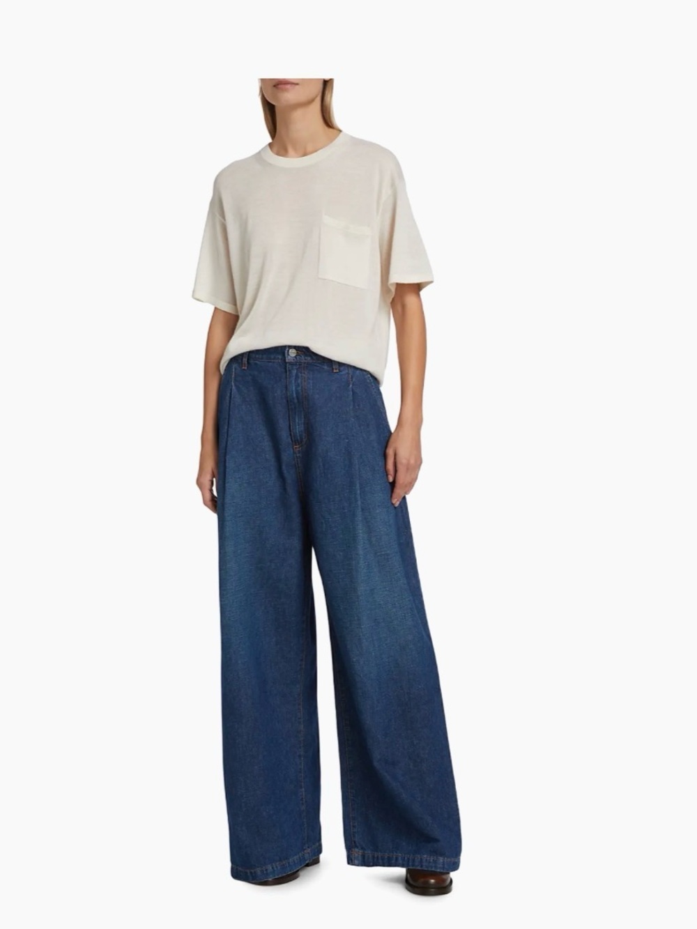 NWT TWP Greene St. Wide Leg Linen Blend Pants Dark Wash Blue Cotton $495 Size 29 - Picture 2 of 11